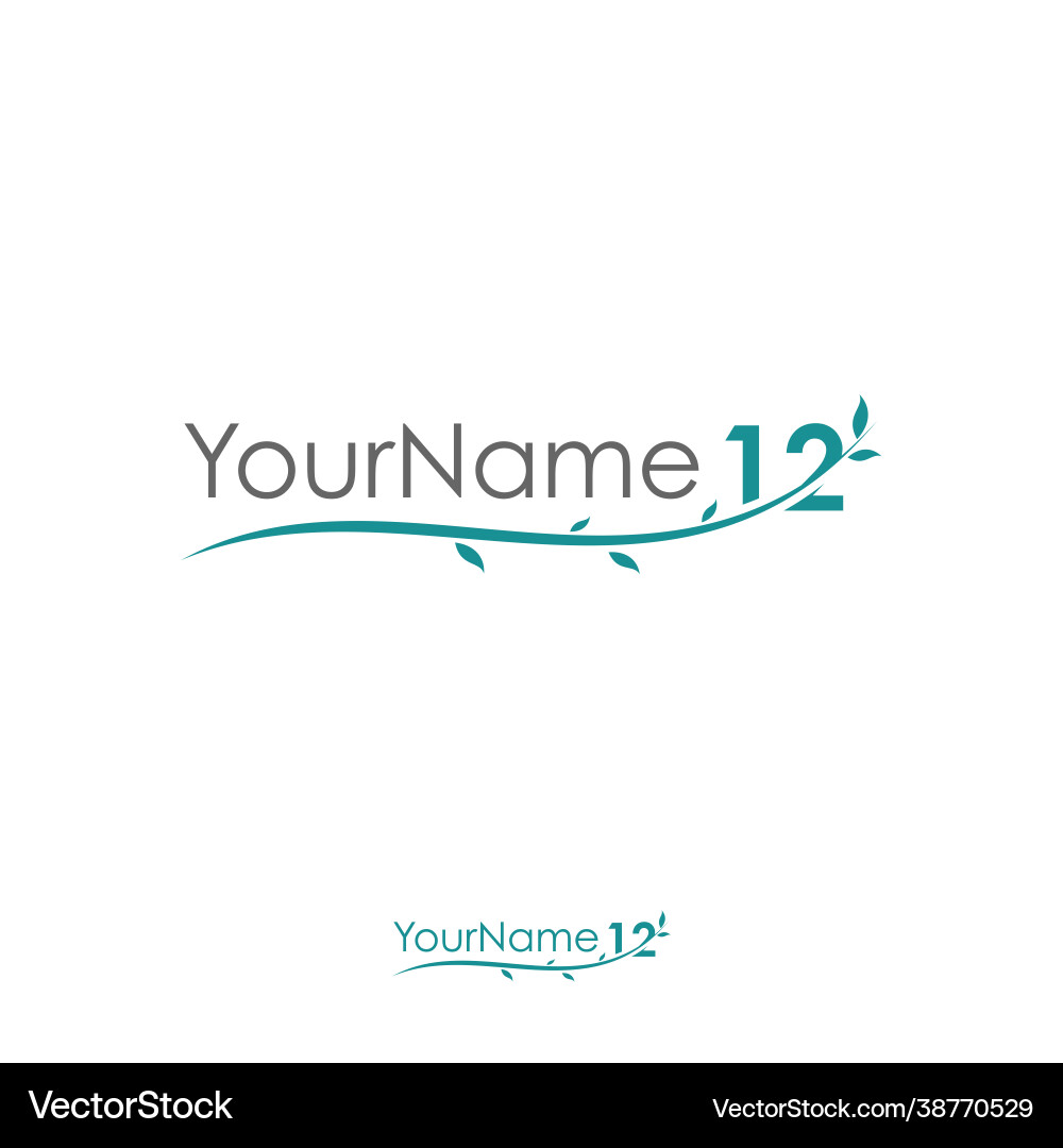 Abstract number 12 with leaf design template Vector Image