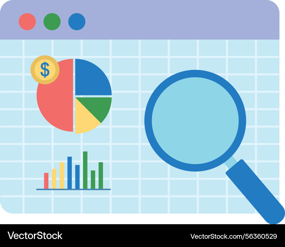 Accounting software dashboard pie chart search Vector Image