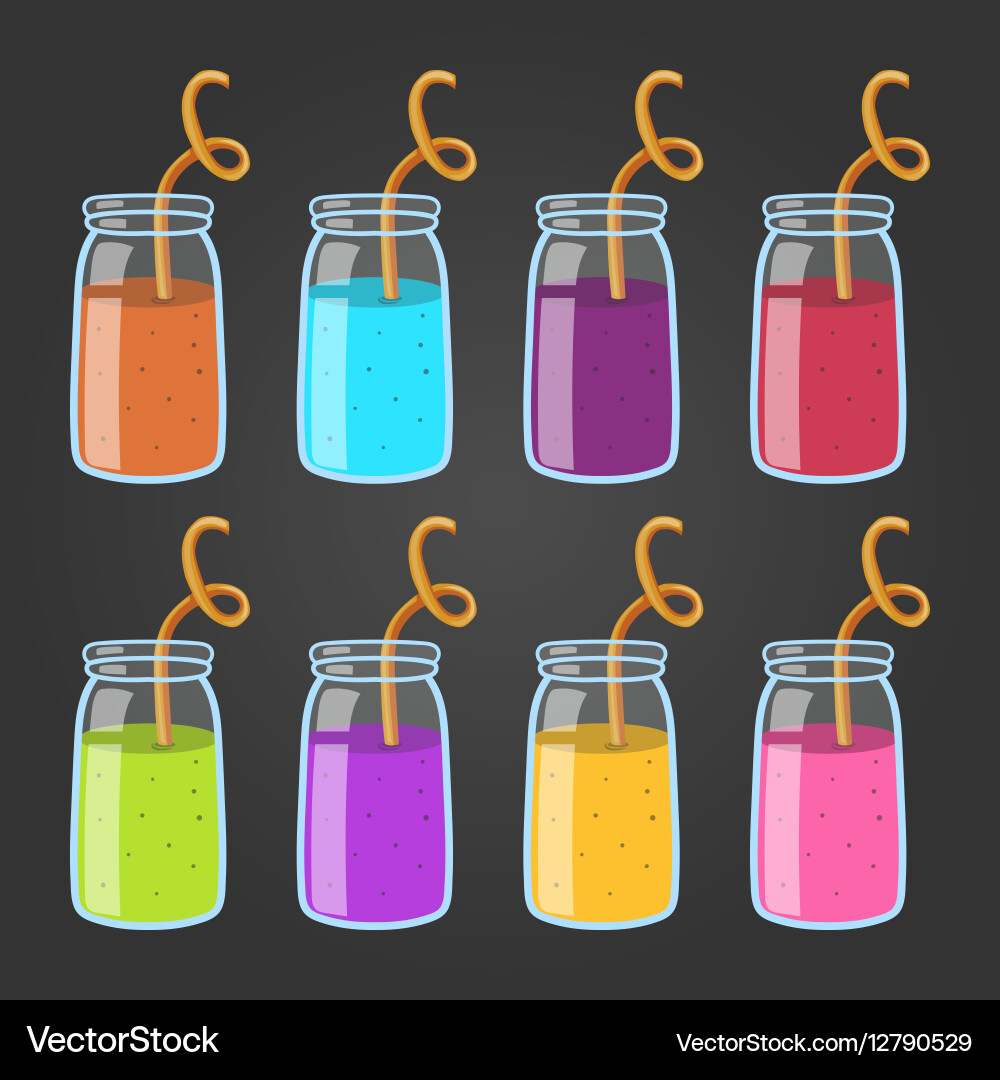 Big set with different smoothies Vector Image