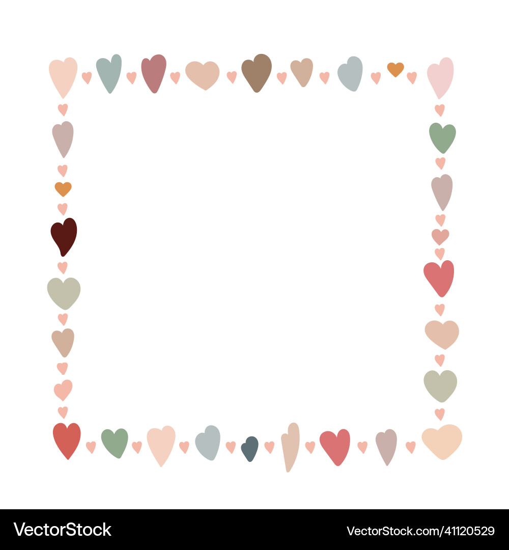 Boho style square heart frame simple Boho style square heart frame simple Vector Image
