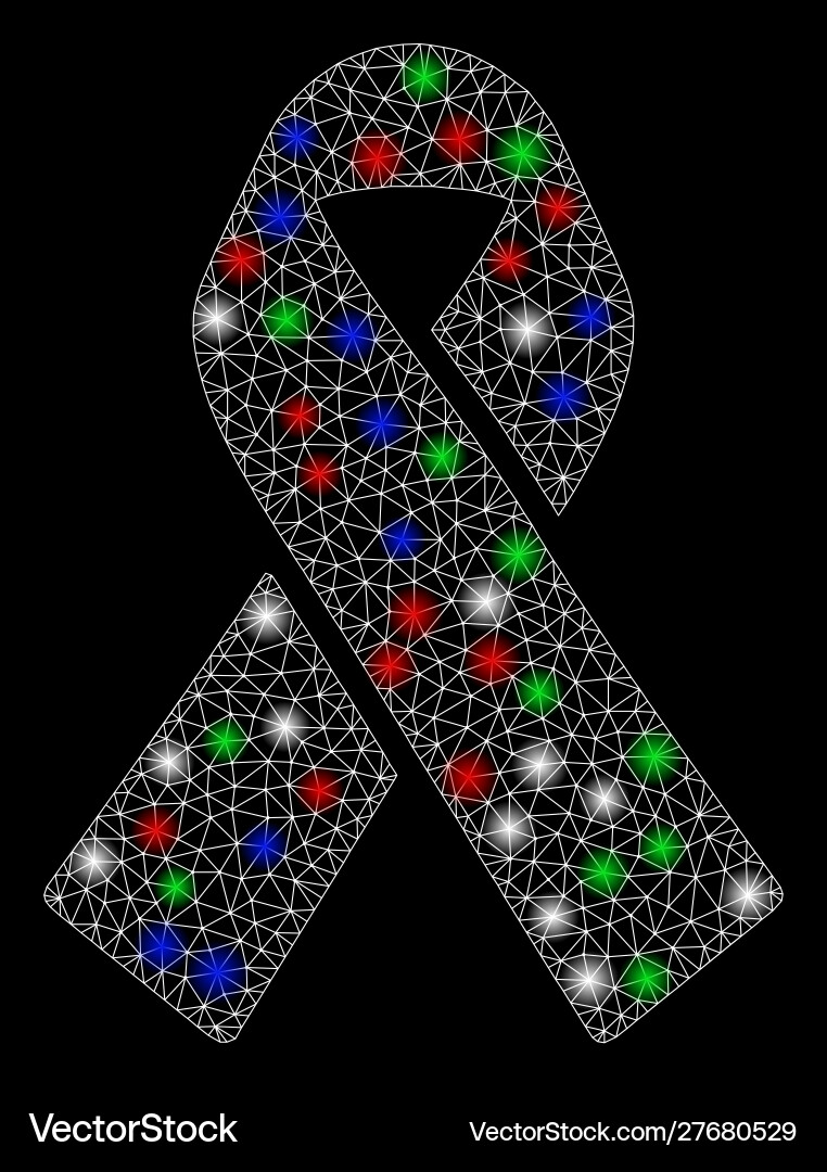 Bright mesh network mourning ribbon with flash Bright mesh network mourning ribbon with flash vector image