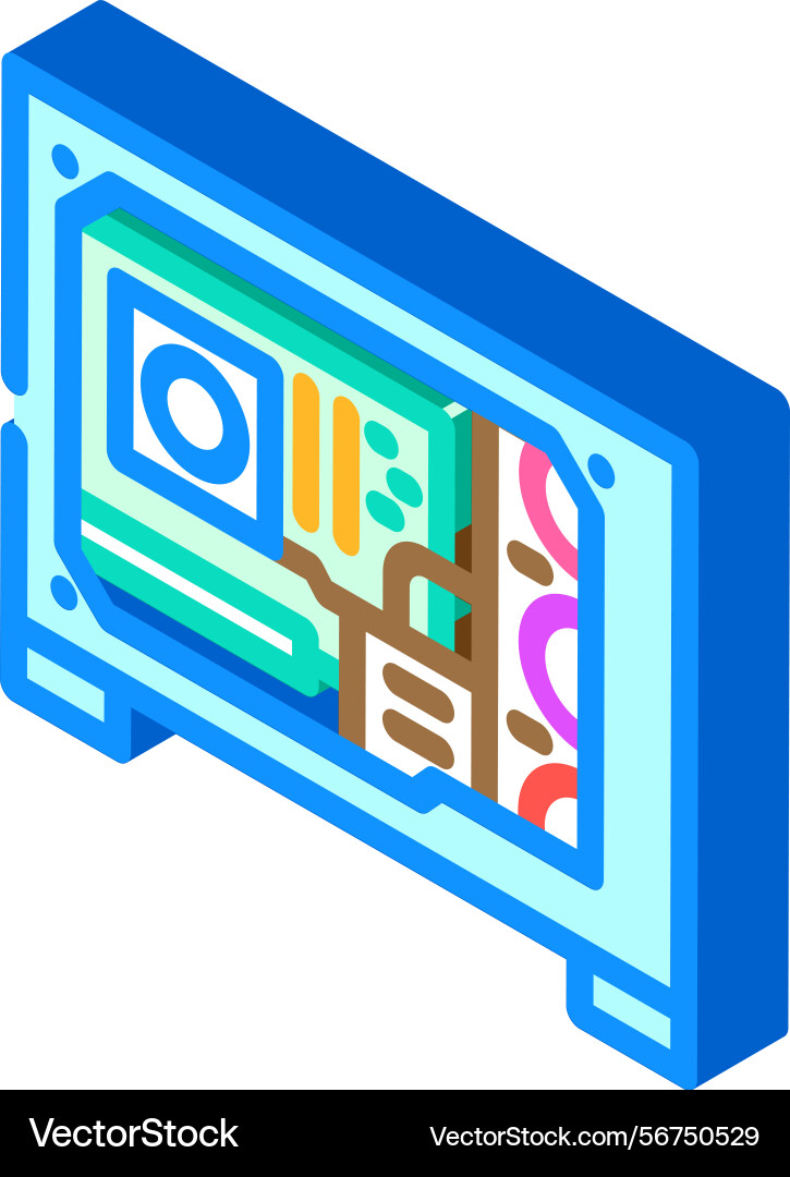 Custom build open case gaming pc isometric icon Custom build open case gaming pc isometric icon Vector Image
