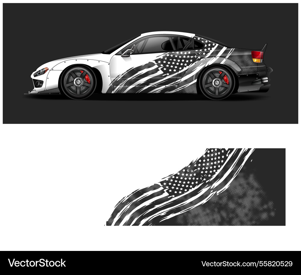 Flag car wrap design graphics Vector Image