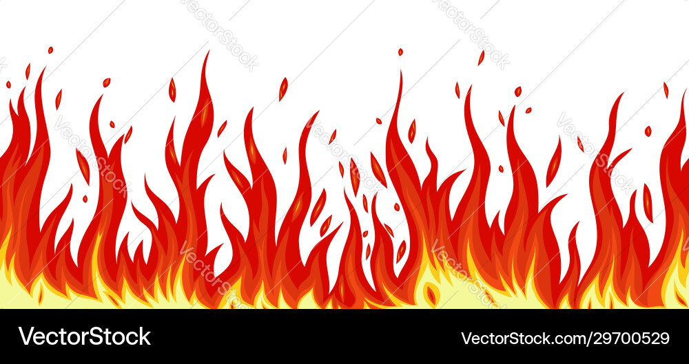 Flaming Fire Isolated on White Vector Image