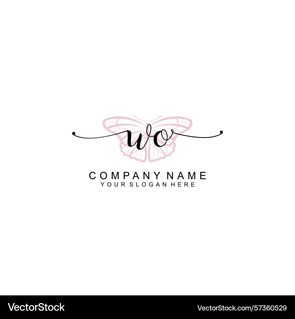 Minimalist handwritten wo initial logos with soft Minimalist handwritten wo initial logos with soft vector image