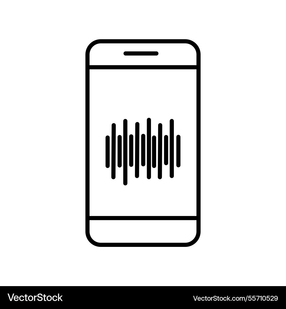 Mobile device displaying a sound wave graphic vector image
