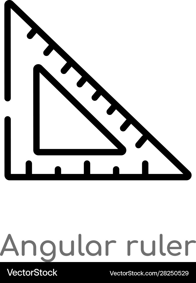 Outline angular ruler icon isolated black simple vector image