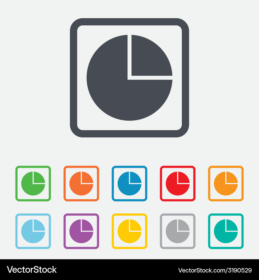 Pie chart graph sign icon diagram button vector image