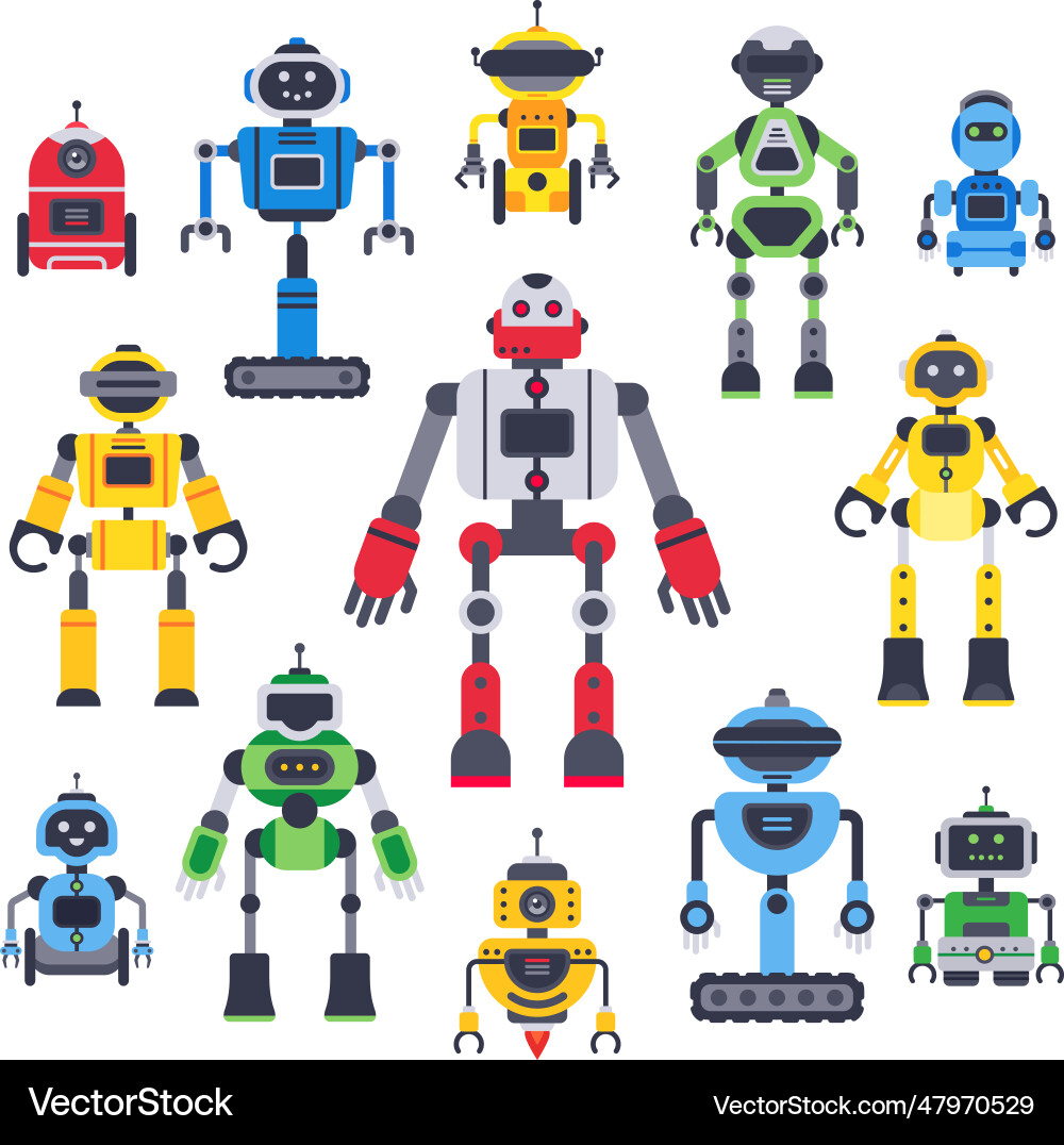 Robotic Bots and Humanoid Robots vector image