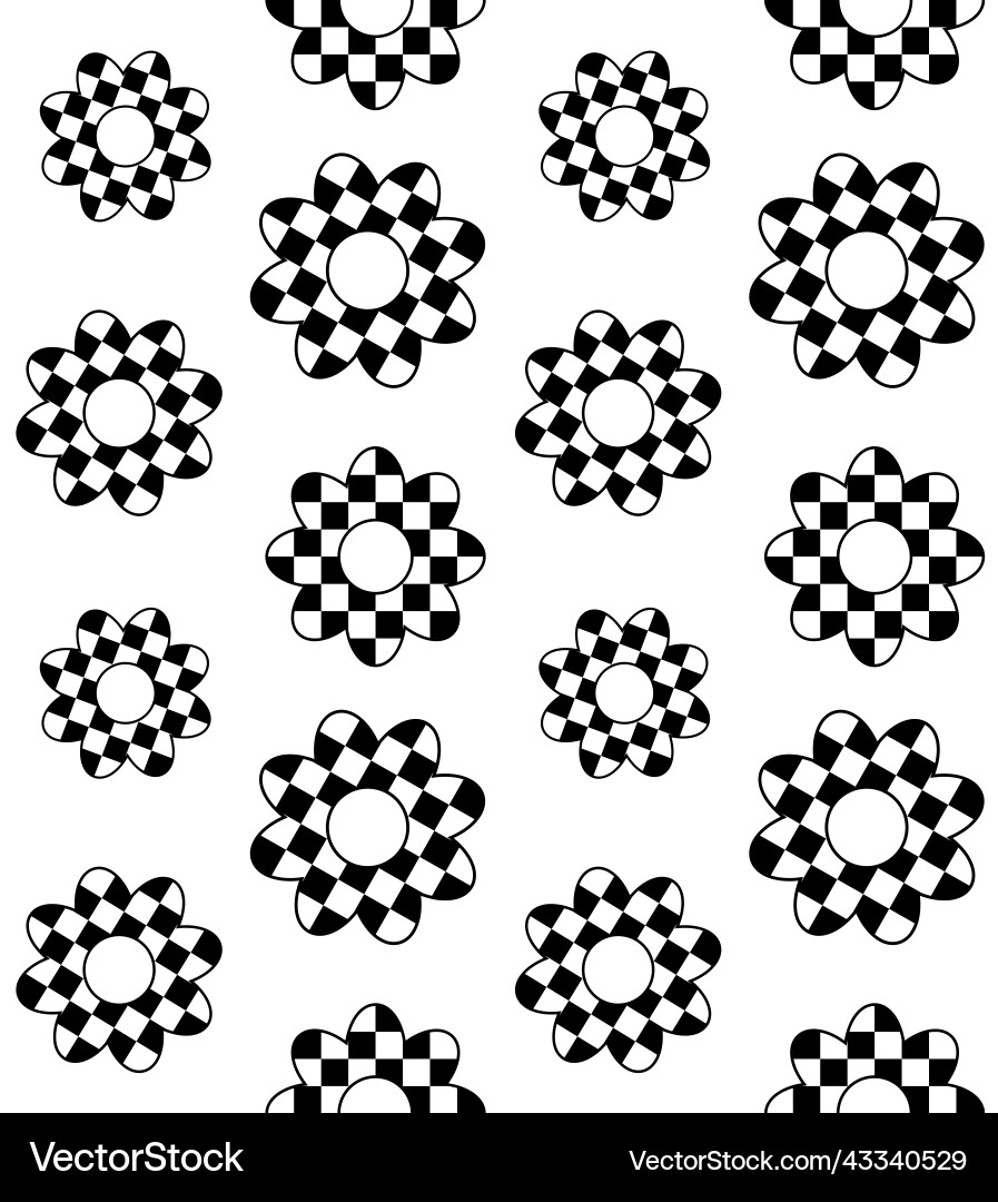 Seamless pattern of flower with chess Seamless pattern of flower with chess vector image