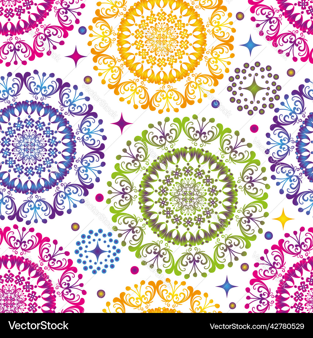 Seamless pattern with lacy multi-colored circles vector image