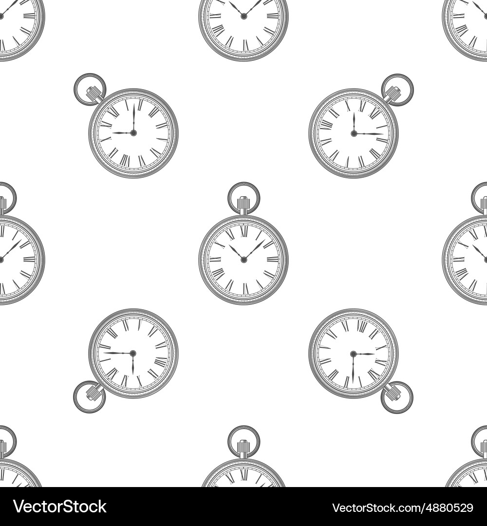 Seamless retro pattern clock vector image