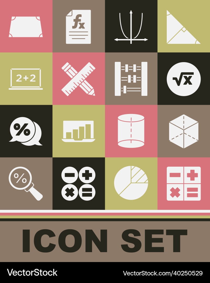 Set calculator geometric figure cube square root Set calculator geometric figure cube square root vector image