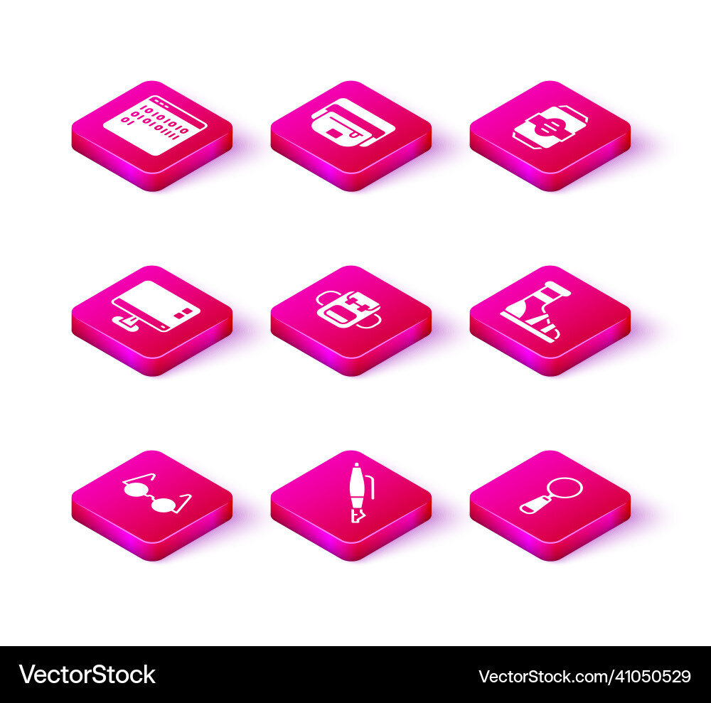 Set eyeglasses fountain pen nib computer monitor Set eyeglasses fountain pen nib computer monitor vector image