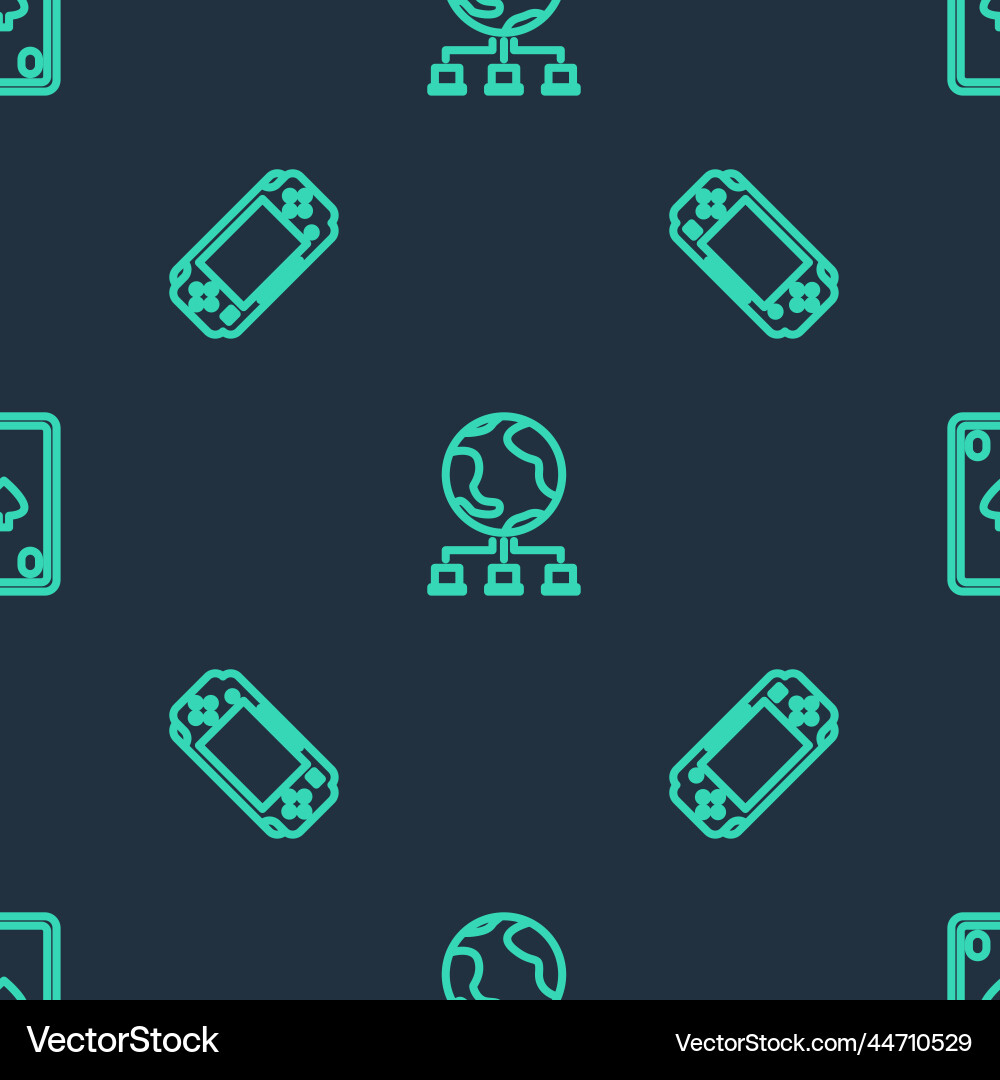 Set line computer network portable video game Set line computer network portable video game vector image