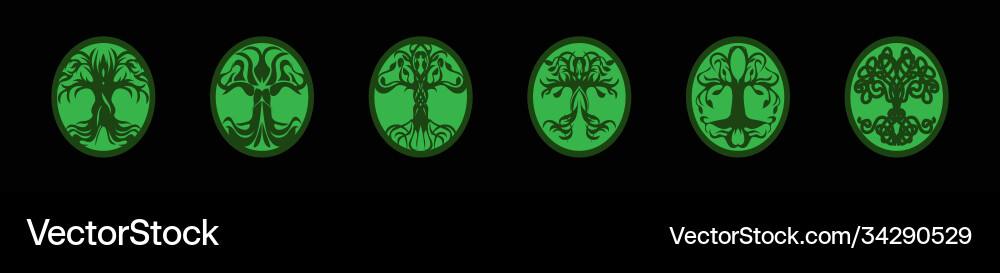 Set tree with roots in various models design Set tree with roots in various models design Vector Image