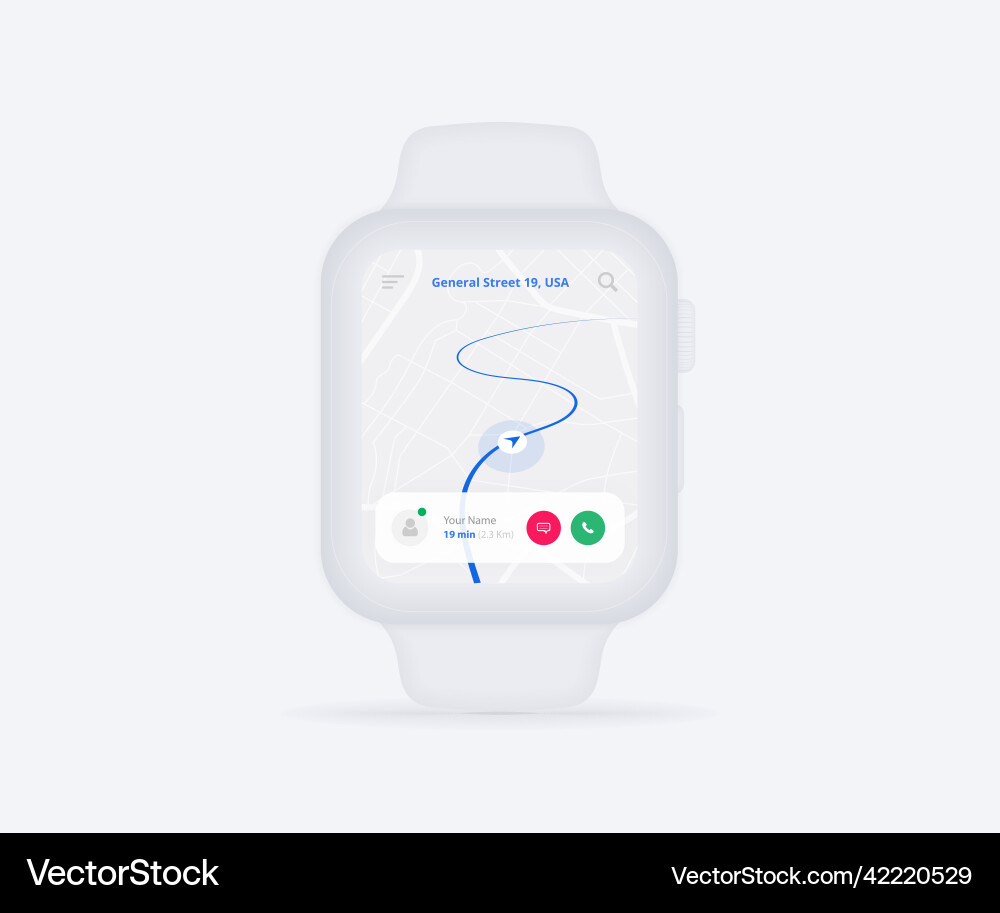 Smartwatch map gps navigation app ux ui concept Vector Image