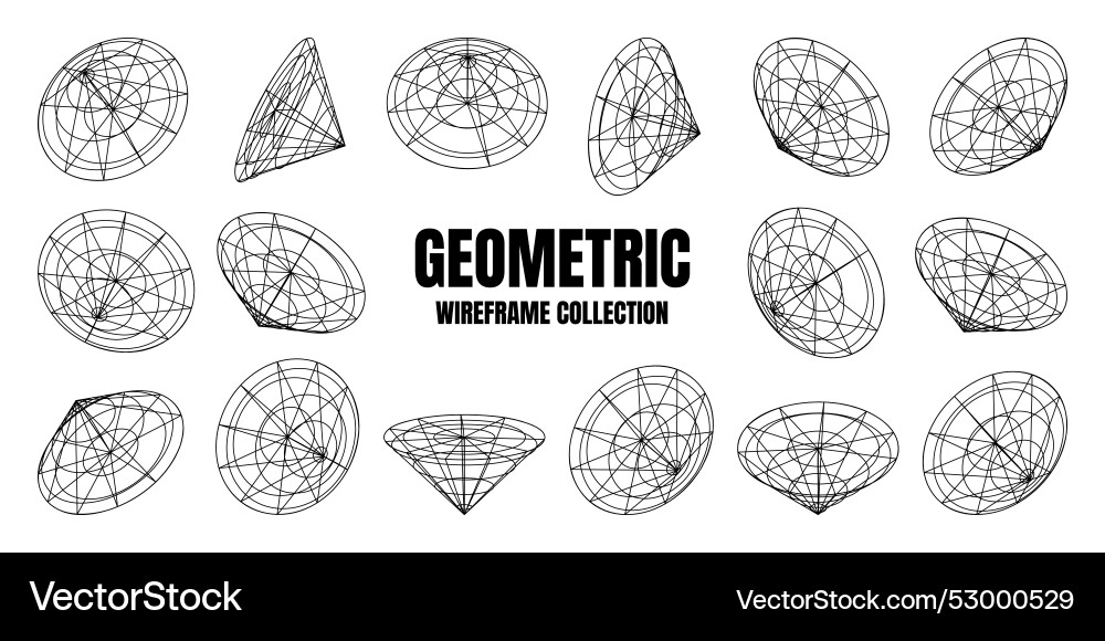 Wireframe lined shapes perspective mesh 3d grid Wireframe lined shapes perspective mesh 3d grid vector image