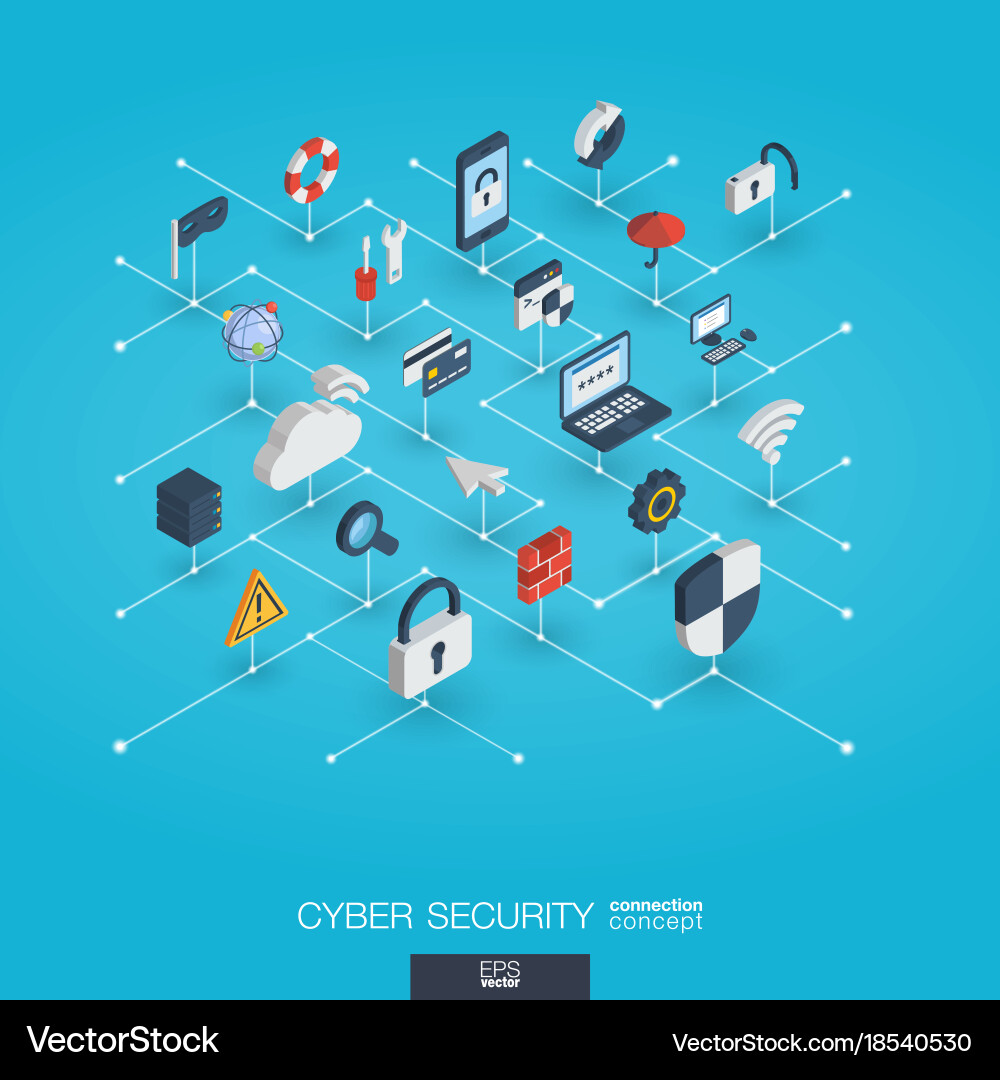 Cyber Security Network Icons Vector Image