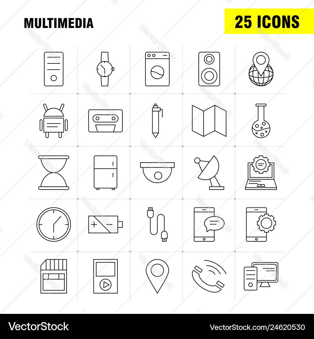 Multimedia line icon for web print and mobile vector image