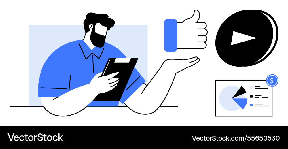 Professional analyzing content with metrics play Professional analyzing content with metrics play vector image