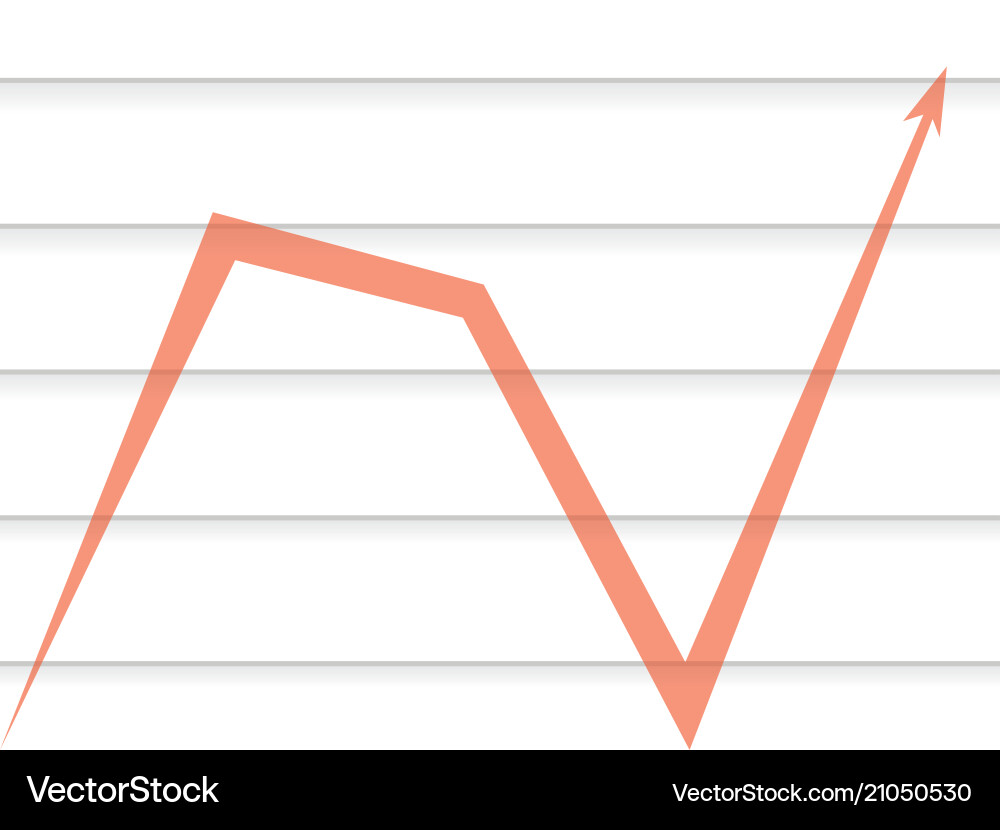 Red arrow on the background of lines vector image