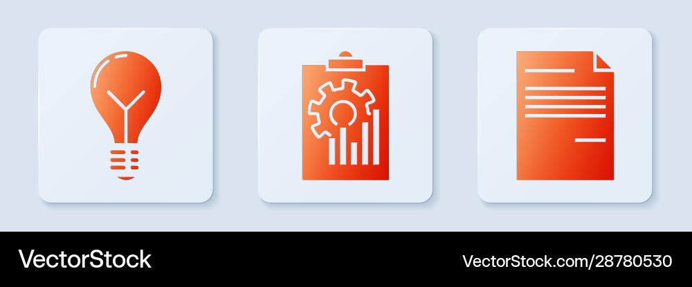 Set clipboard with graph chart light bulb Set clipboard with graph chart light bulb vector image