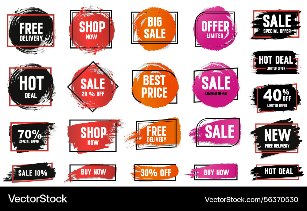 Set of discount elements with frames textures vector image