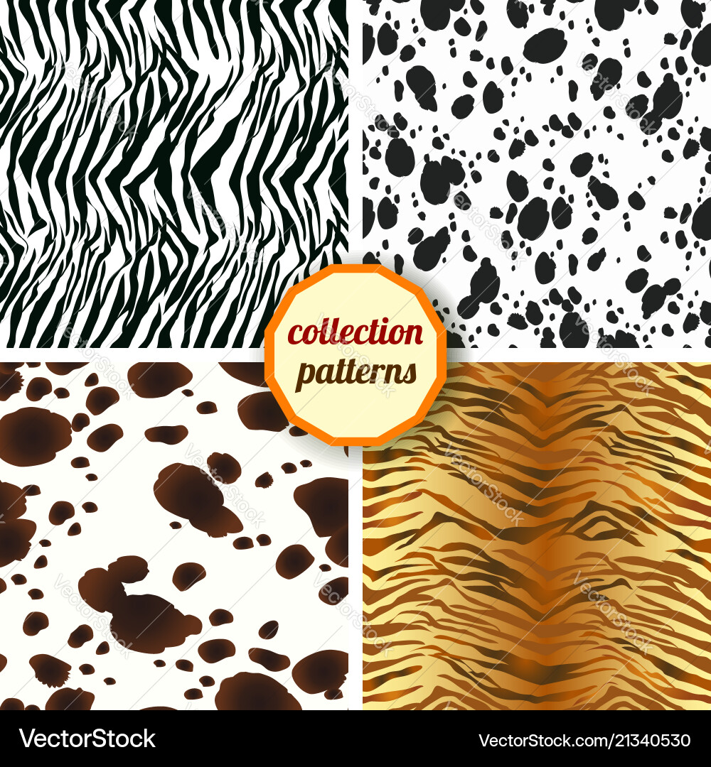 Set of seamless pattern design animal print Set of seamless pattern design animal print vector image