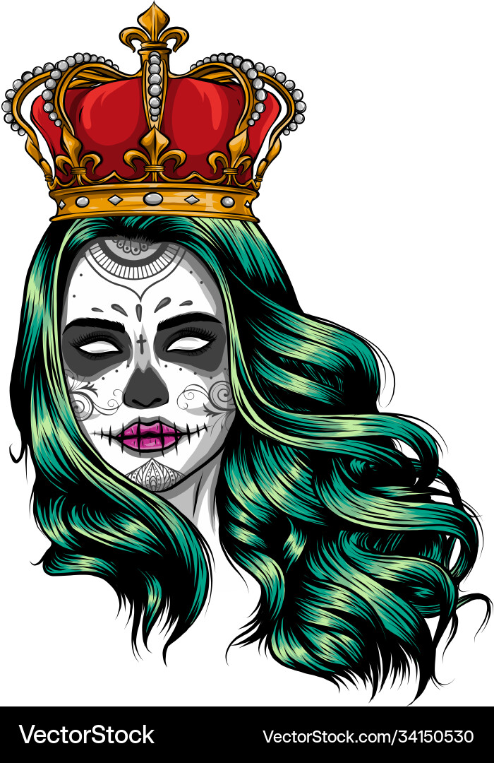 Skull Queen with Crown Royalty Free Vector Image