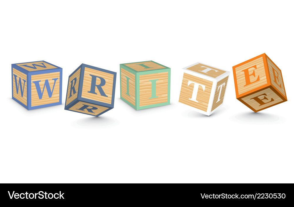 Word write written with alphabet blocks Vector Image