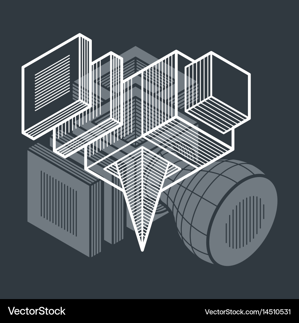 Abstract isometric dimensional shape made using Vector Image