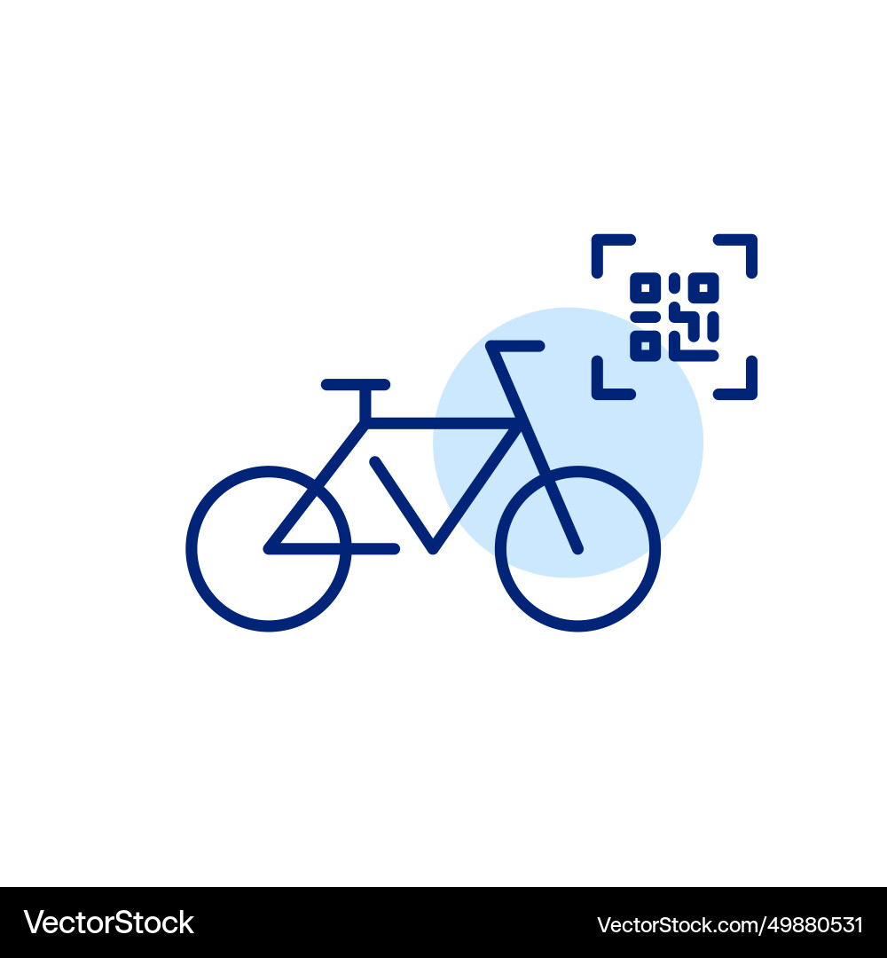 Bicycle sharing app unlocking bike with qr-code Bicycle sharing app unlocking bike with qr-code vector image