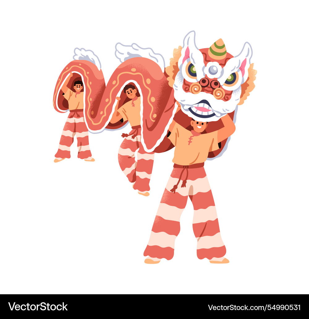 Chinese new year performance lion dragon dance Chinese new year performance lion dragon dance vector image