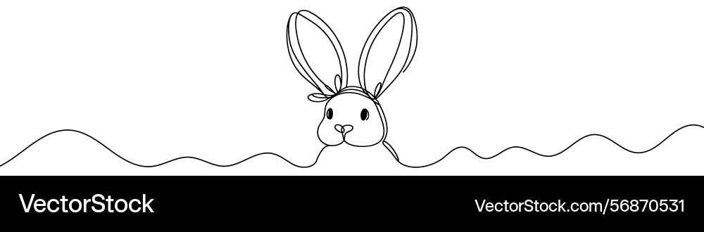 Continuous line drawing of a rabbit looking up Continuous line drawing of a rabbit looking up vector image
