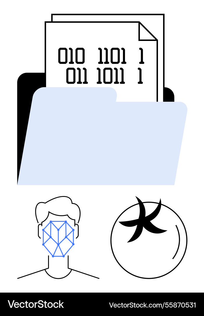 Digital data storage with biometric face Digital data storage with biometric face Vector Image