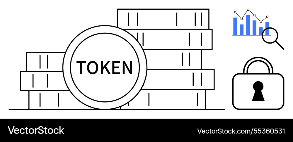 Digital tokens and data analysis stack Digital tokens and data analysis stack vector image