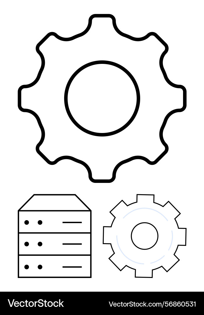 Gear and server elements representing system Gear and server elements representing system vector image