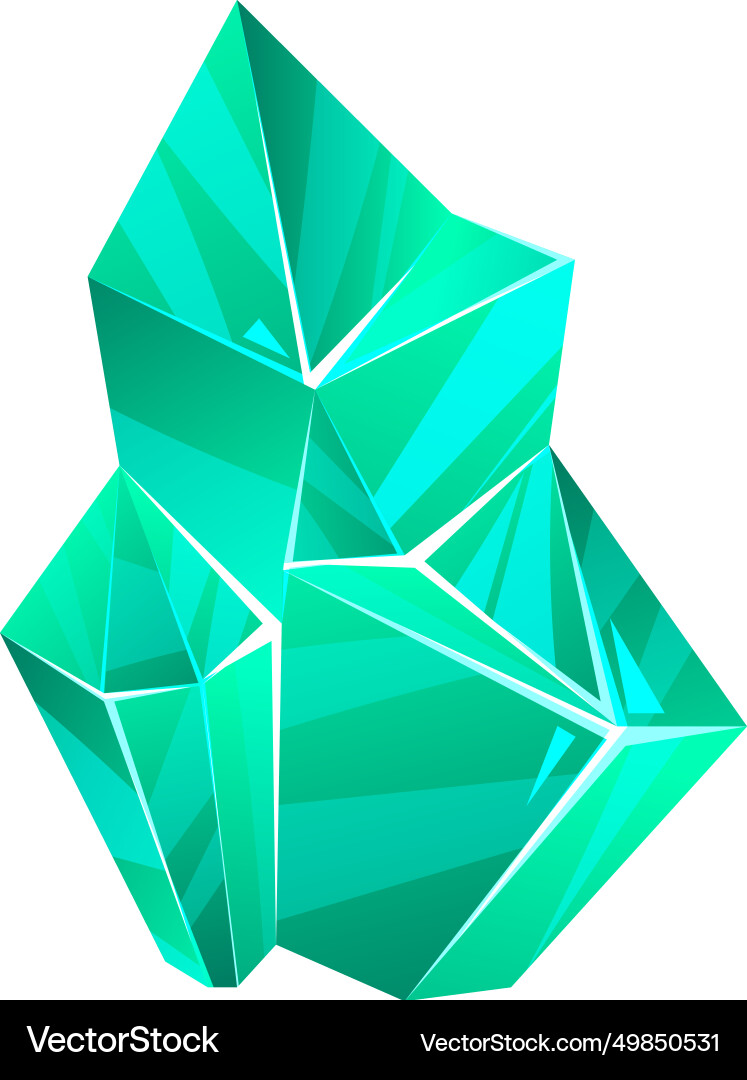 Geometric turquoise crystal cluster low poly Geometric turquoise crystal cluster low poly vector image