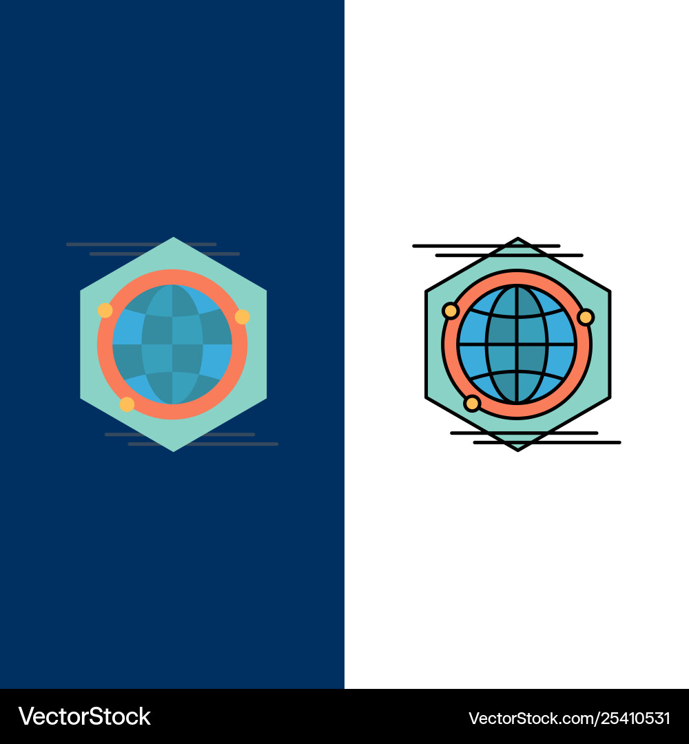 Globe polygon space idea icons flat and line Globe polygon space idea icons flat and line vector image