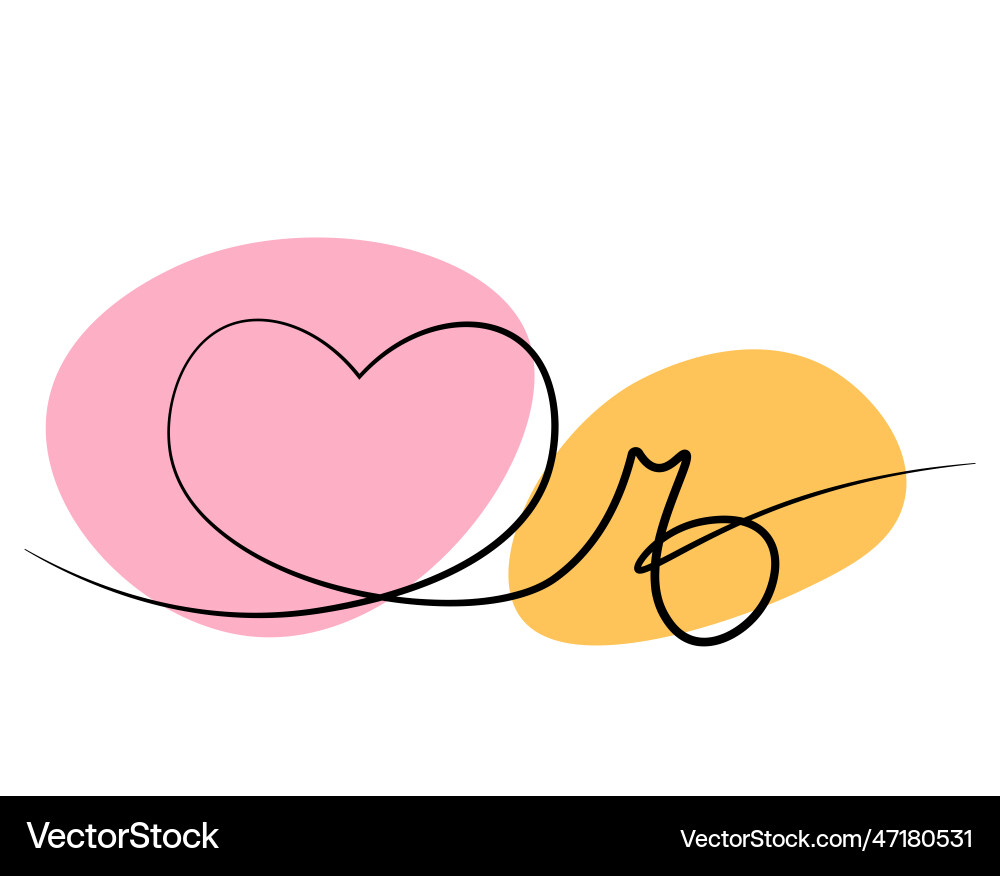 Heart and note in one line color Heart and note in one line color vector image