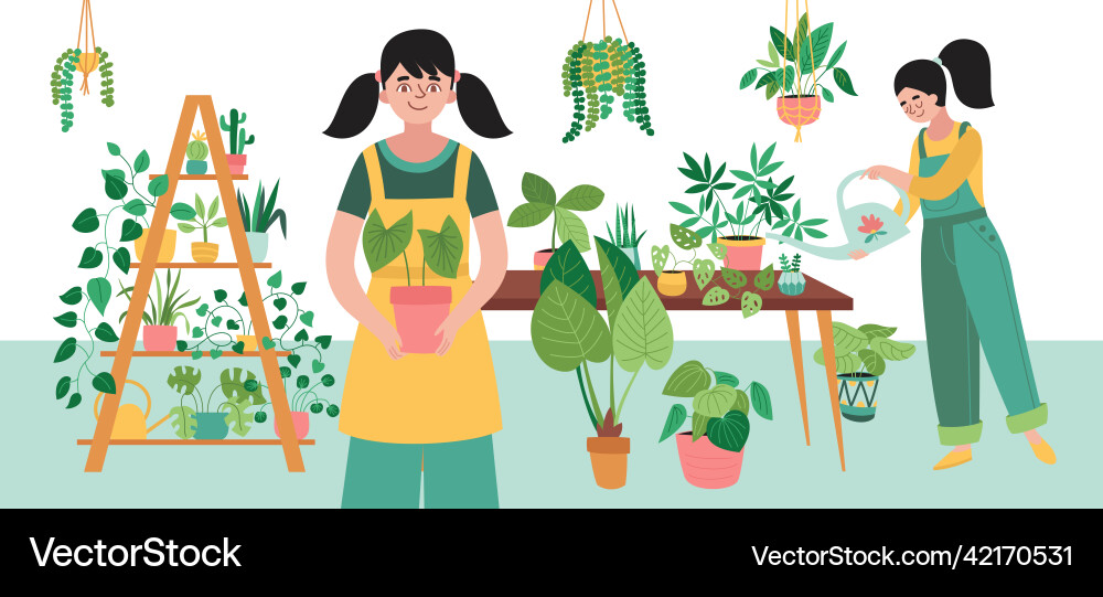 Home plants composition Royalty Free Vector Image
