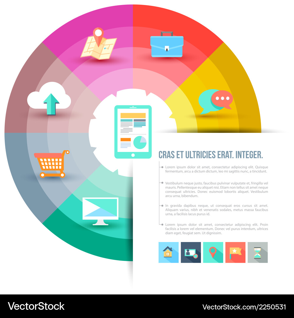 Multicolor Circular Arrow with Icons Vector Image