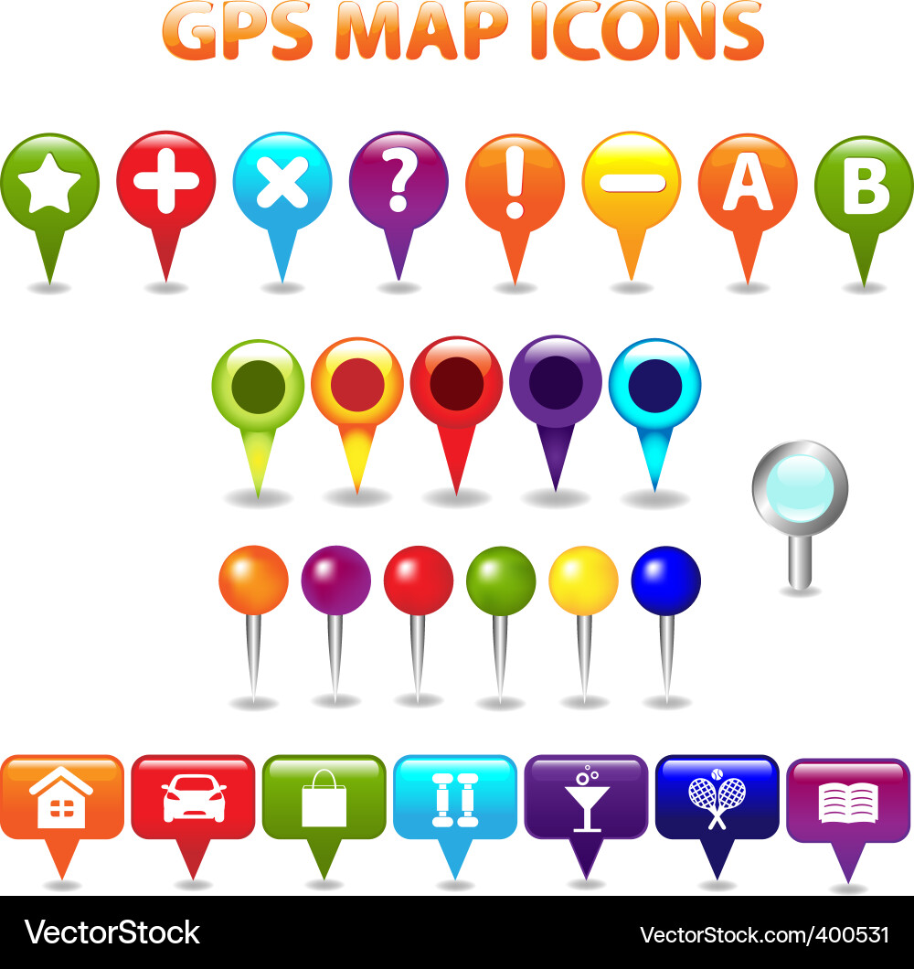 Navigation Map Icons vector image