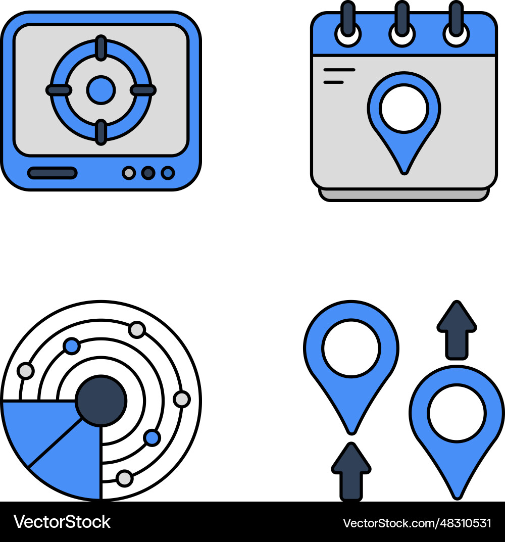 Pack of map and geolocation flat icons vector image