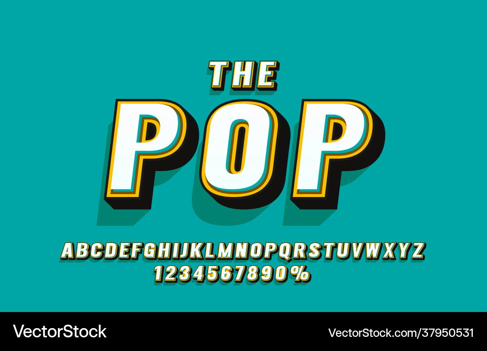 Pop retro font set collection letters and numbers Pop retro font set collection letters and numbers vector image