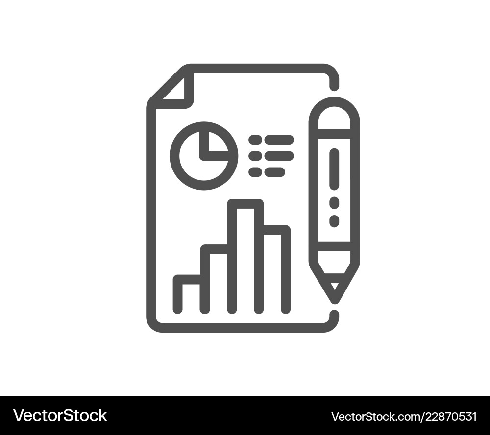 Report document line icon column graph sign Report document line icon column graph sign Vector Image