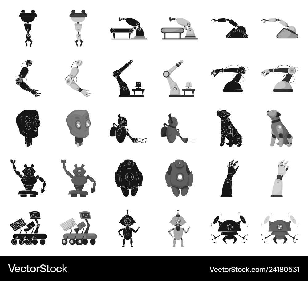Robot and factory symbol Robot and factory symbol vector image