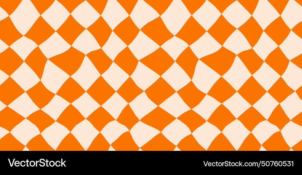 Seamless orange diagonal checkerboard pattern vector image