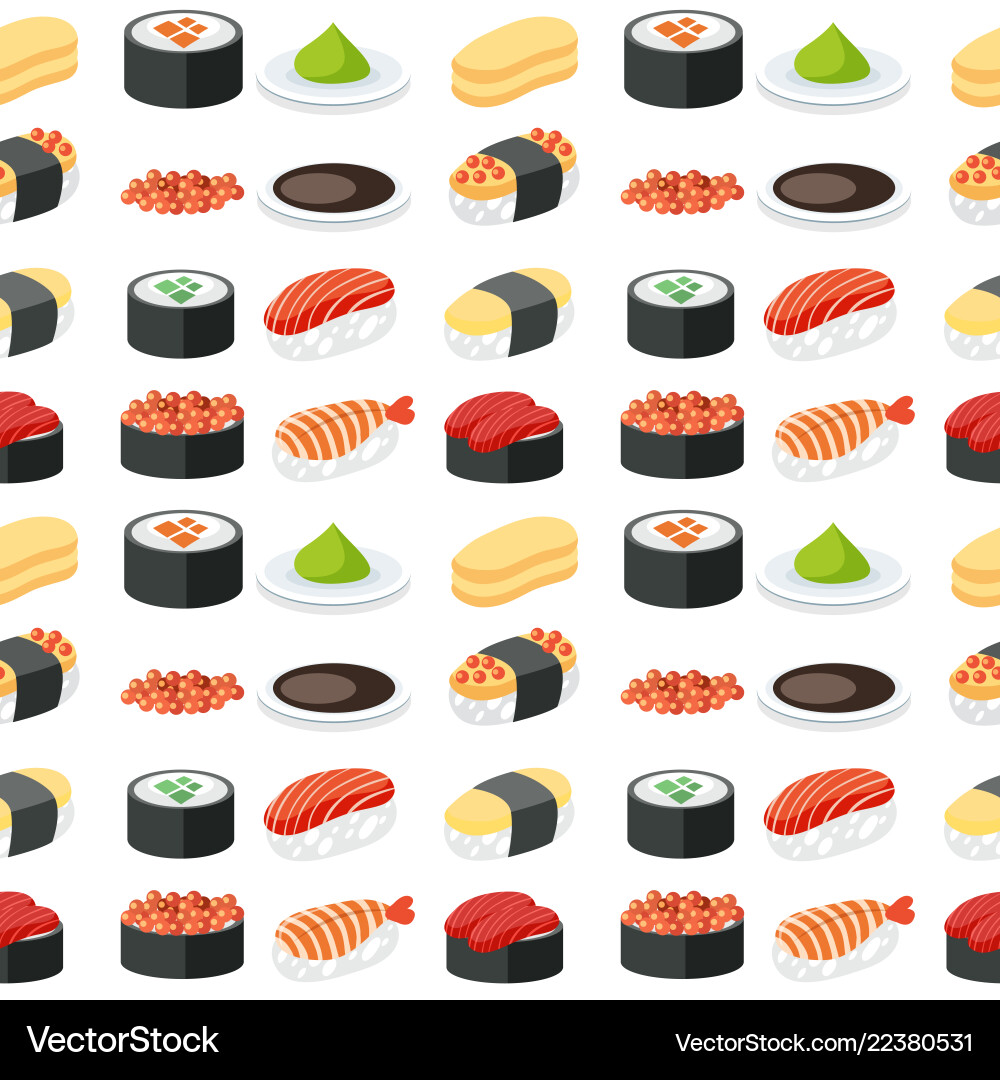 Seamless pattern sushi set Vector Image